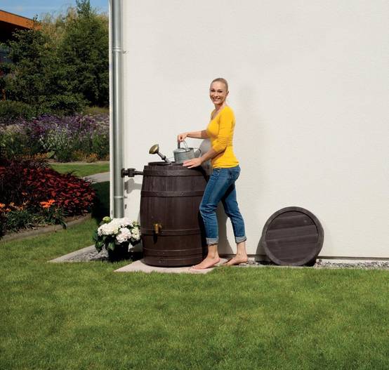 Garantia - Récupérateur d'eau de pluie 400L robinet et collecteur inclus imitation tonneau marron - GARANTIA - Image 8