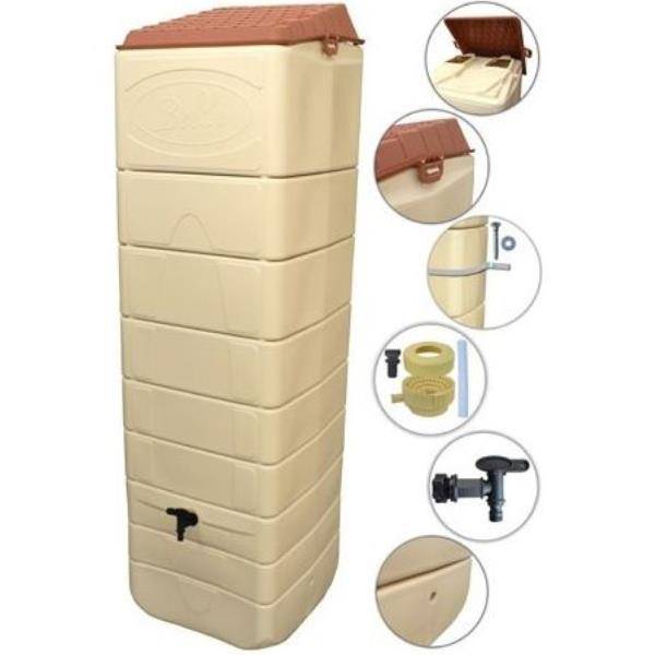 Belli - Récupérateur d'eau de pluie 650L mural couvercle, robinet et collecteur inclus - BELLI - Image 3