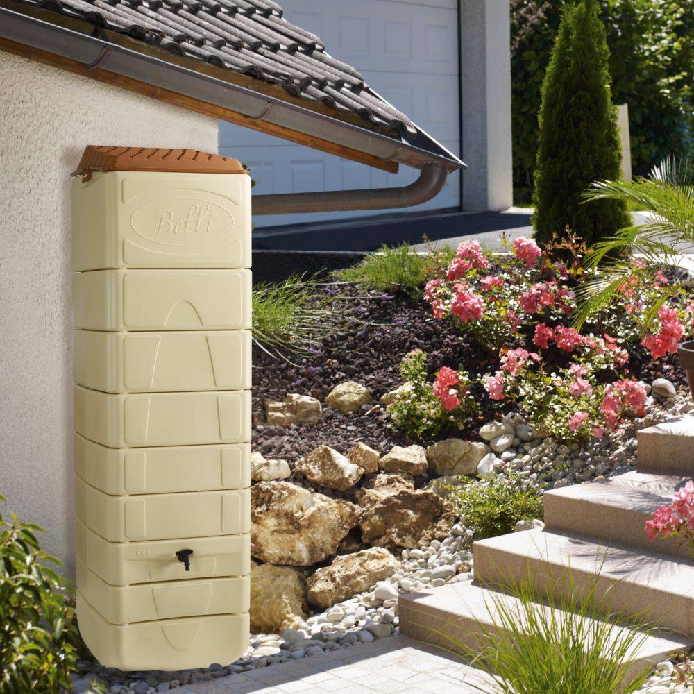 Belli - Récupérateur d'eau de pluie 650L mural couvercle, robinet et collecteur inclus - BELLI - Image 1