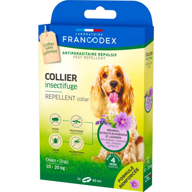 Collier Insectifuge Chien Extraits Naturels 60 cm - FRANCODEX - Imagen 2