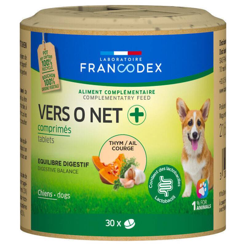 Vers o net + comprimés anti-parasite pour chiot petit chien ø6 cm H.6.5 cm - Francodex - Imagen 1