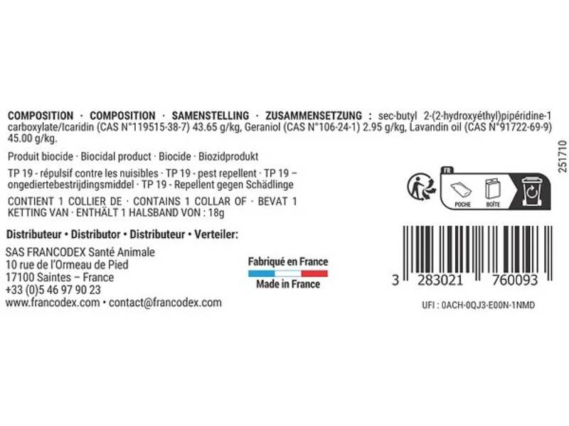 Collier antiparasitaire icaridine rouge FRANCODEX - Image 3