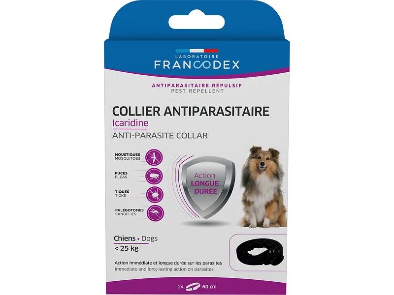 Collier antiparasitaire Insectifuge Icaridine Noir – FRANCODEX - Image 1