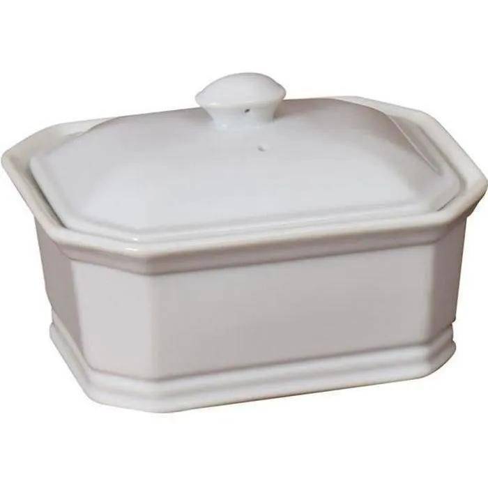 Terrine rectangulaire porcelaine blanc L.17.5 cm l.12.5 cm H.7.5 cm modèle n.4 - Girard