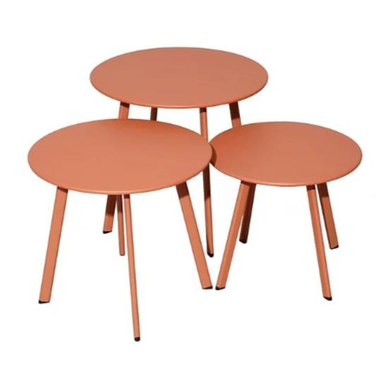 Pro Loisirs - Lot de 3 tables de jardin acier hermes Massai Proloisirs