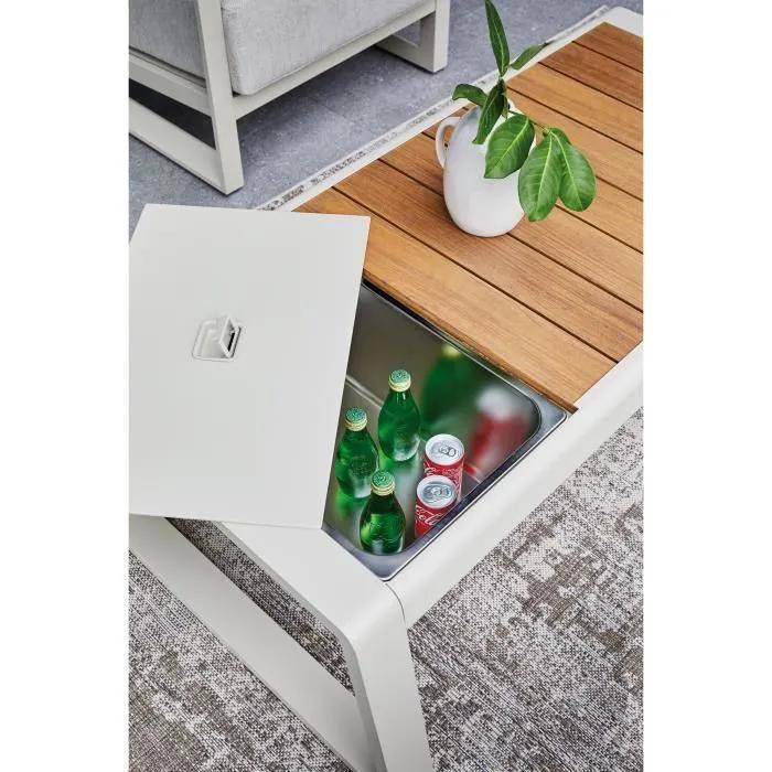 Ensemble de détente jardin aluminium tissu beige L.170 l.73 H.79 - Pro loisirs - Image 5