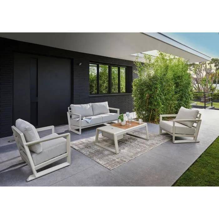 Ensemble de détente jardin aluminium tissu beige L.170 l.73 H.79 - Pro loisirs - Image 7