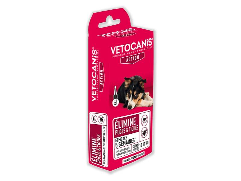 Pipette Antiparasitaire Chien Moyen 134mg x1 - VETOCANIS