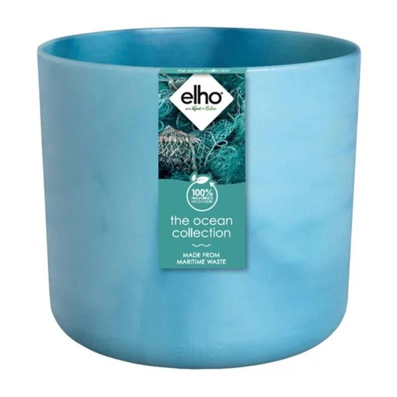 Pot de fleurs rond plastique recyclé bleu Ø 22 cm H 20 cm - ELHO