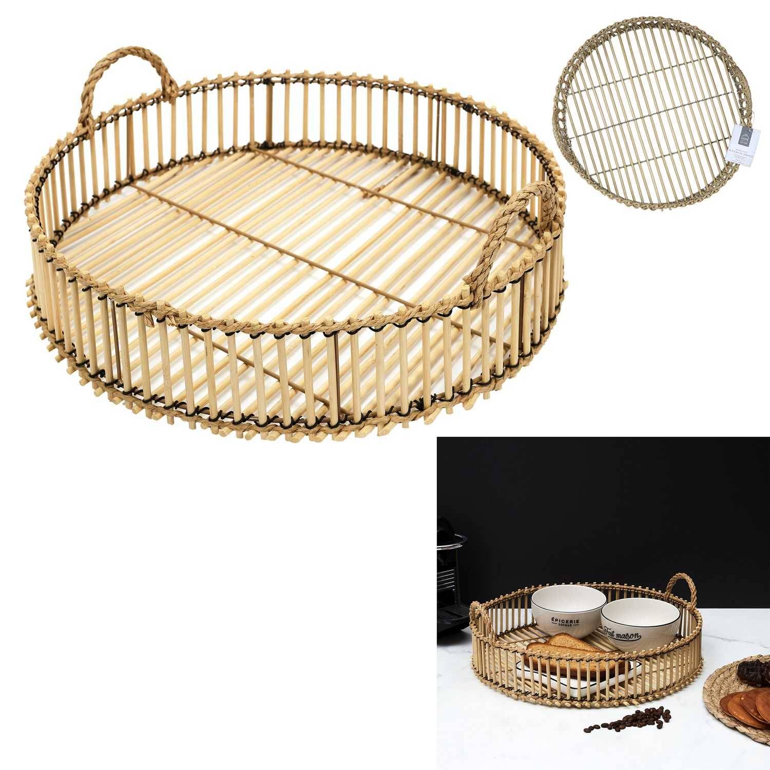 Plateau tressage bambou D 40 cm M8