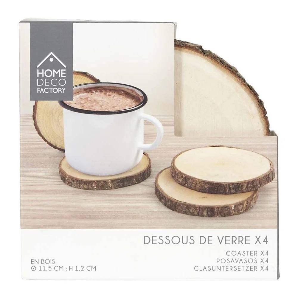 Set de dessous de verre bois marron Ø 11 cm H 1,30 cm - THE HOME DECO FACTORY - Imagen 4