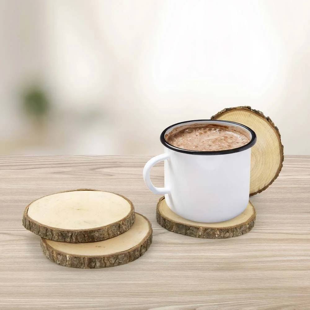 Set de dessous de verre bois marron Ø 11 cm H 1,30 cm - THE HOME DECO FACTORY - Imagen 2