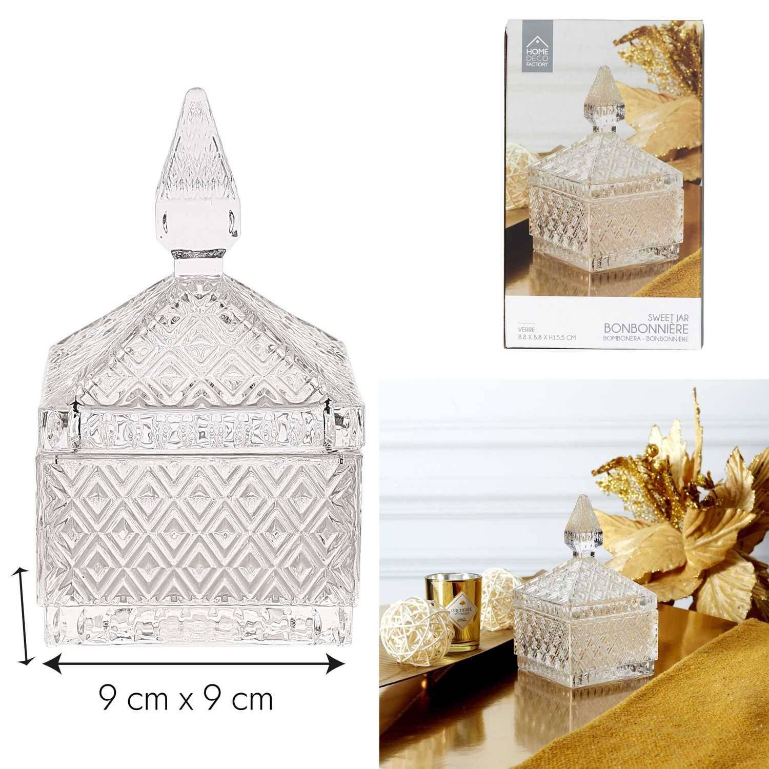 Bonbonnière Verre Transparent L 8,8 l 8,8 H 15,5 cm - PARIS PRIX - Imagen 1