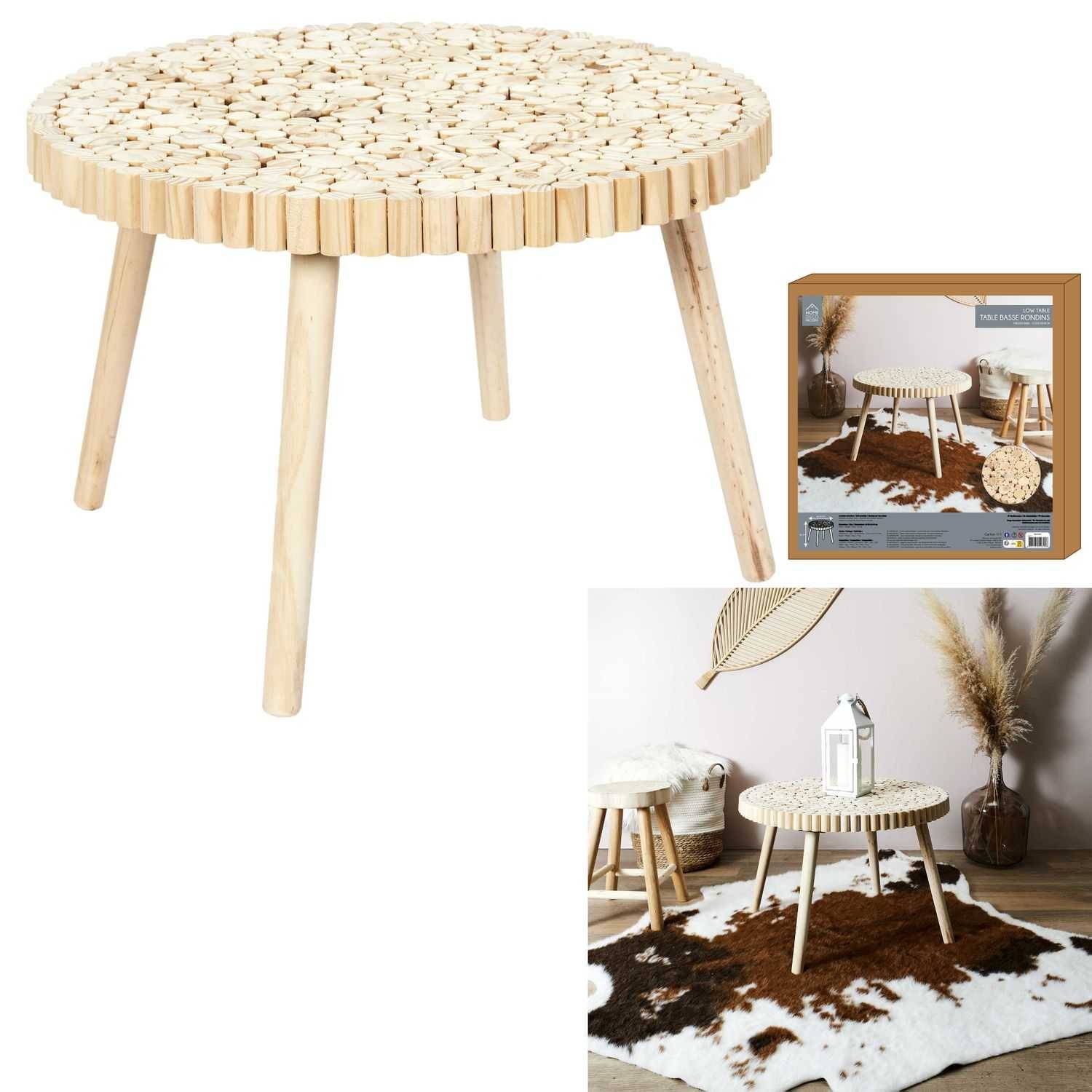 Table basse Rondin Naturelle Ø 60 cm –
