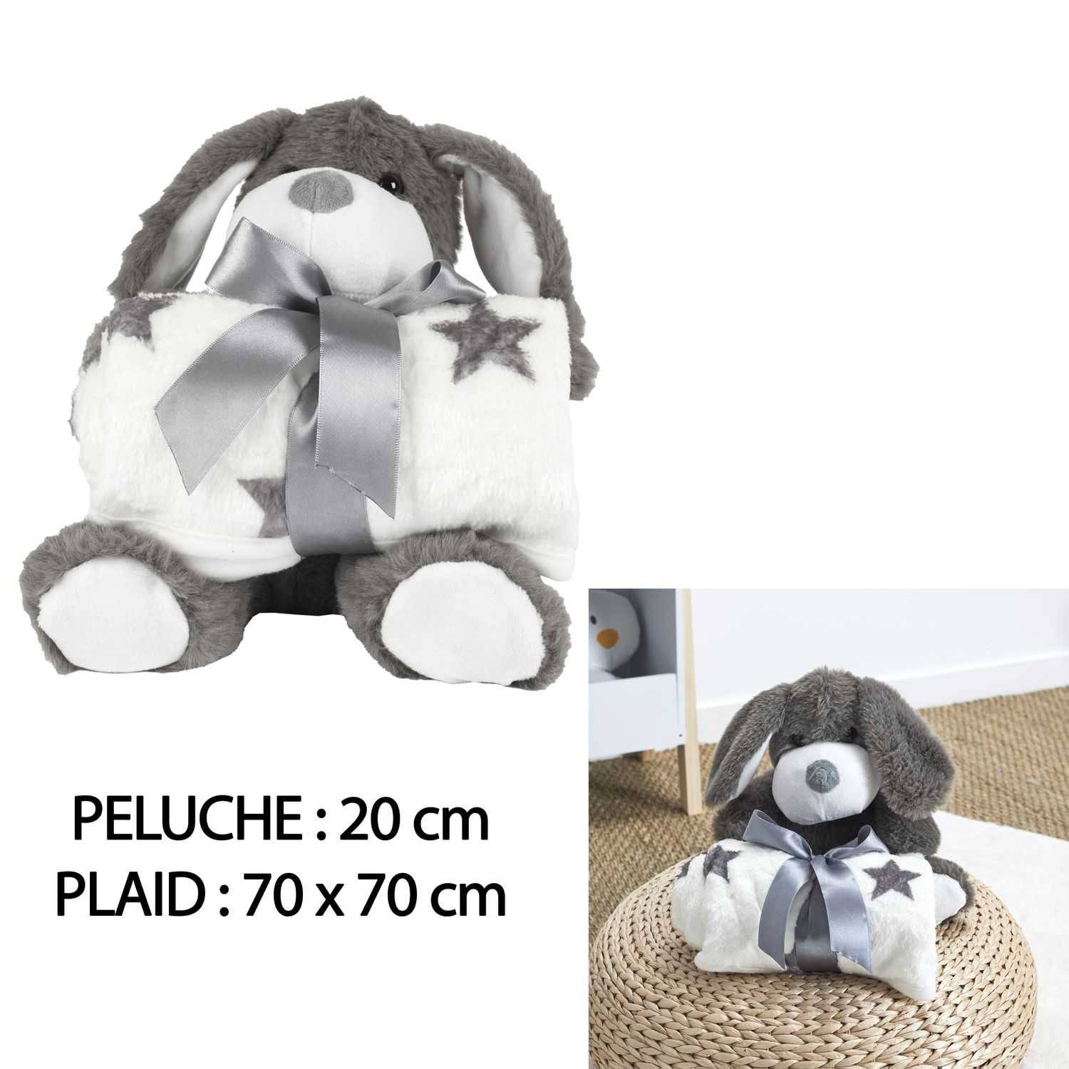 Peluche Perro Manta Poliéster Gris 70x70 cm - PARIS PRIX