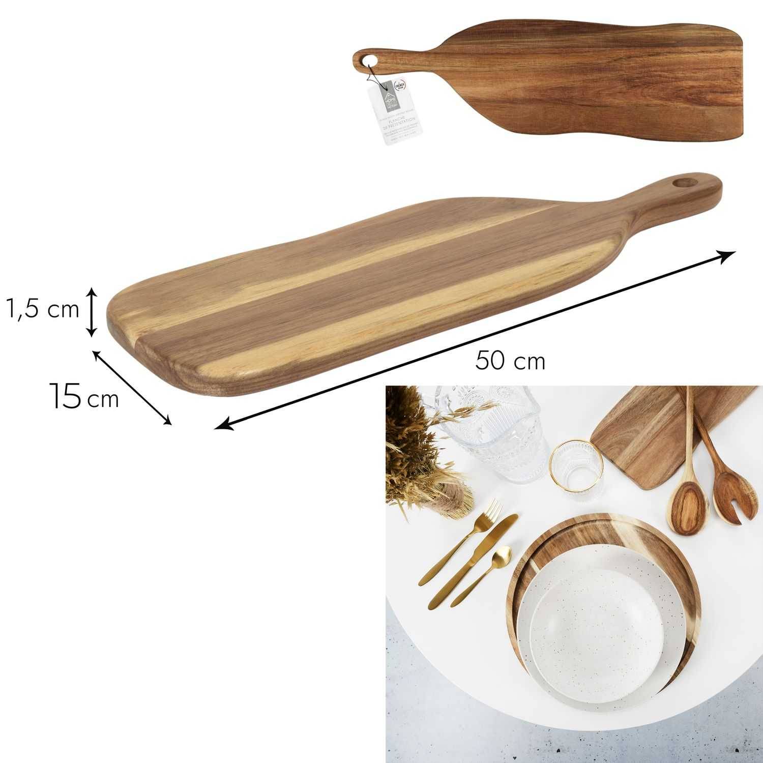 Planche de présentation Bois d'acacia L 50 cm l 15 cm H 1,5 cm – THE HOME DECO FACTORY - Image 1