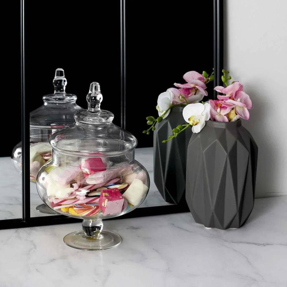 Bonbonnière sur pied verre transparent Ø 20,50 cm H 30 cm – THE HOME DECO FACTORY - Imagen 6