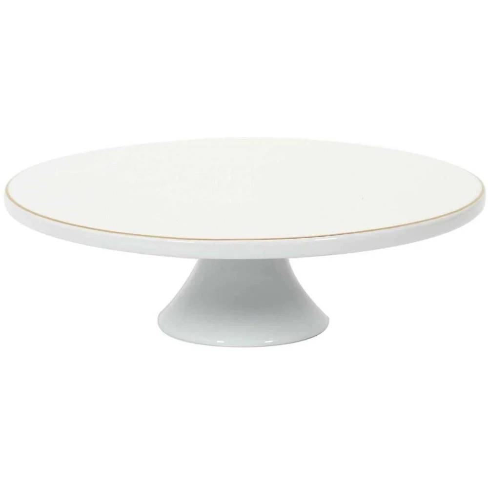 Support À Gâteau Porcelaine Blanc Doré Ø 31 cm H 10 cm - THE HOME DECO FACTORY - Imagen 4