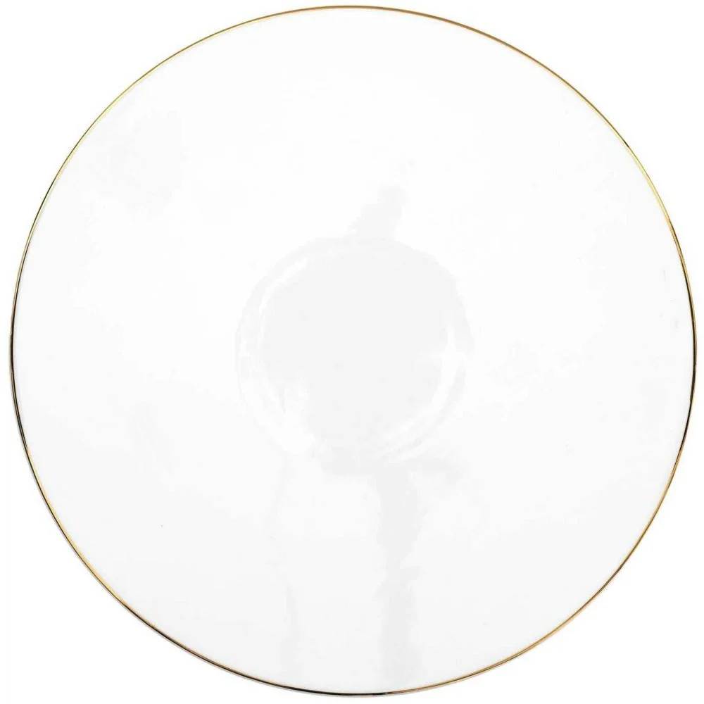 Support À Gâteau Porcelaine Blanc Doré Ø 31 cm H 10 cm - THE HOME DECO FACTORY - Imagen 3