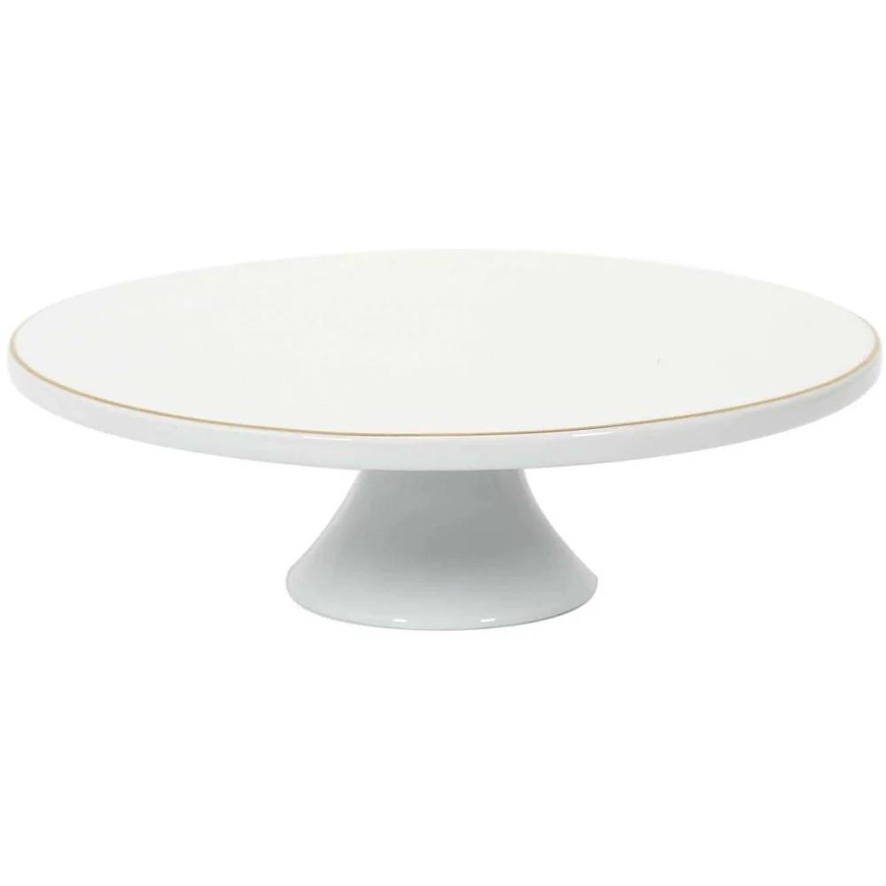 Support À Gâteau Porcelaine Blanc Doré Ø 31 cm H 10 cm - THE HOME DECO FACTORY - Imagen 5