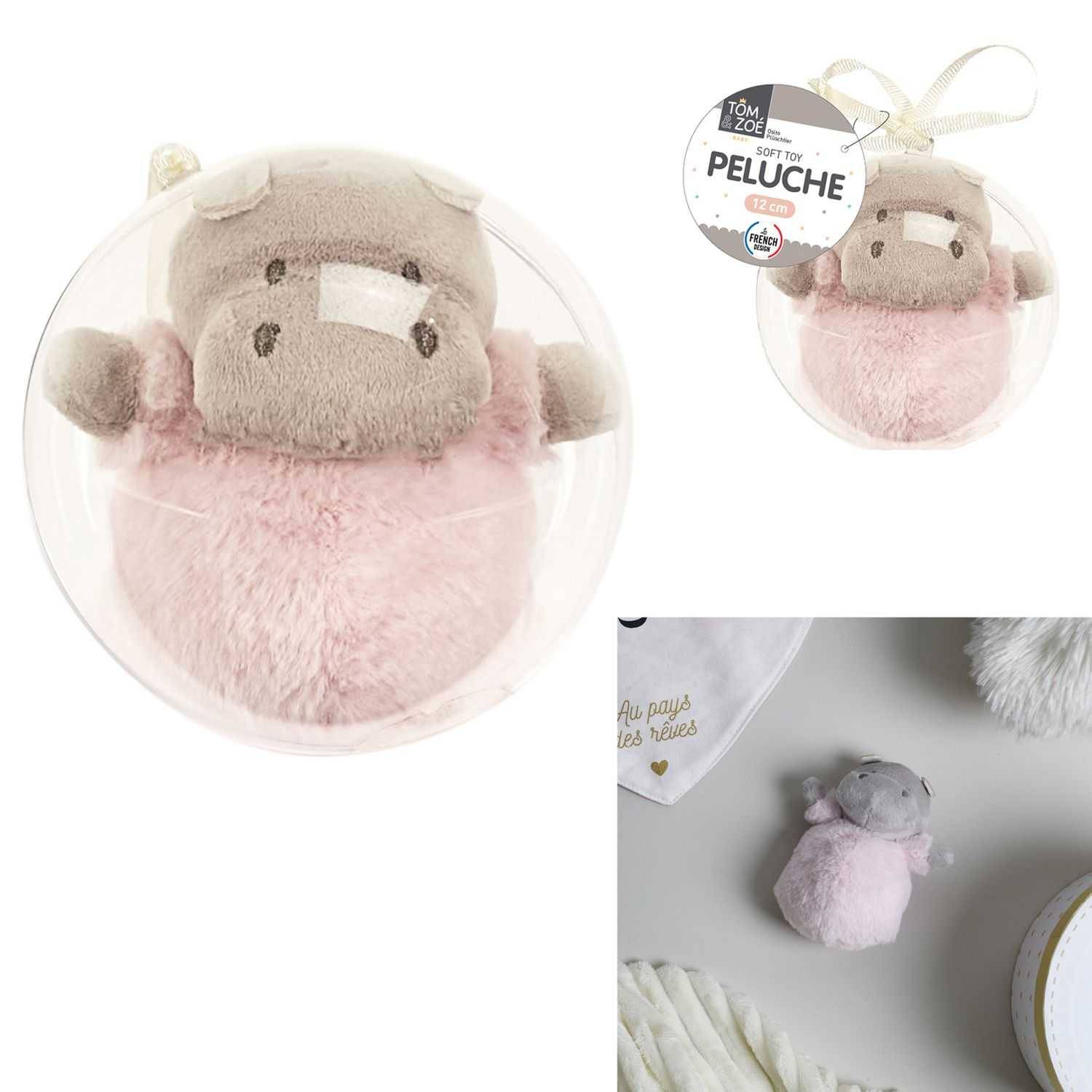 Paris Prix - Peluche Niño en Bola Hipopótamo Poliéster Rosa 12 cm - PARIS PRIX
