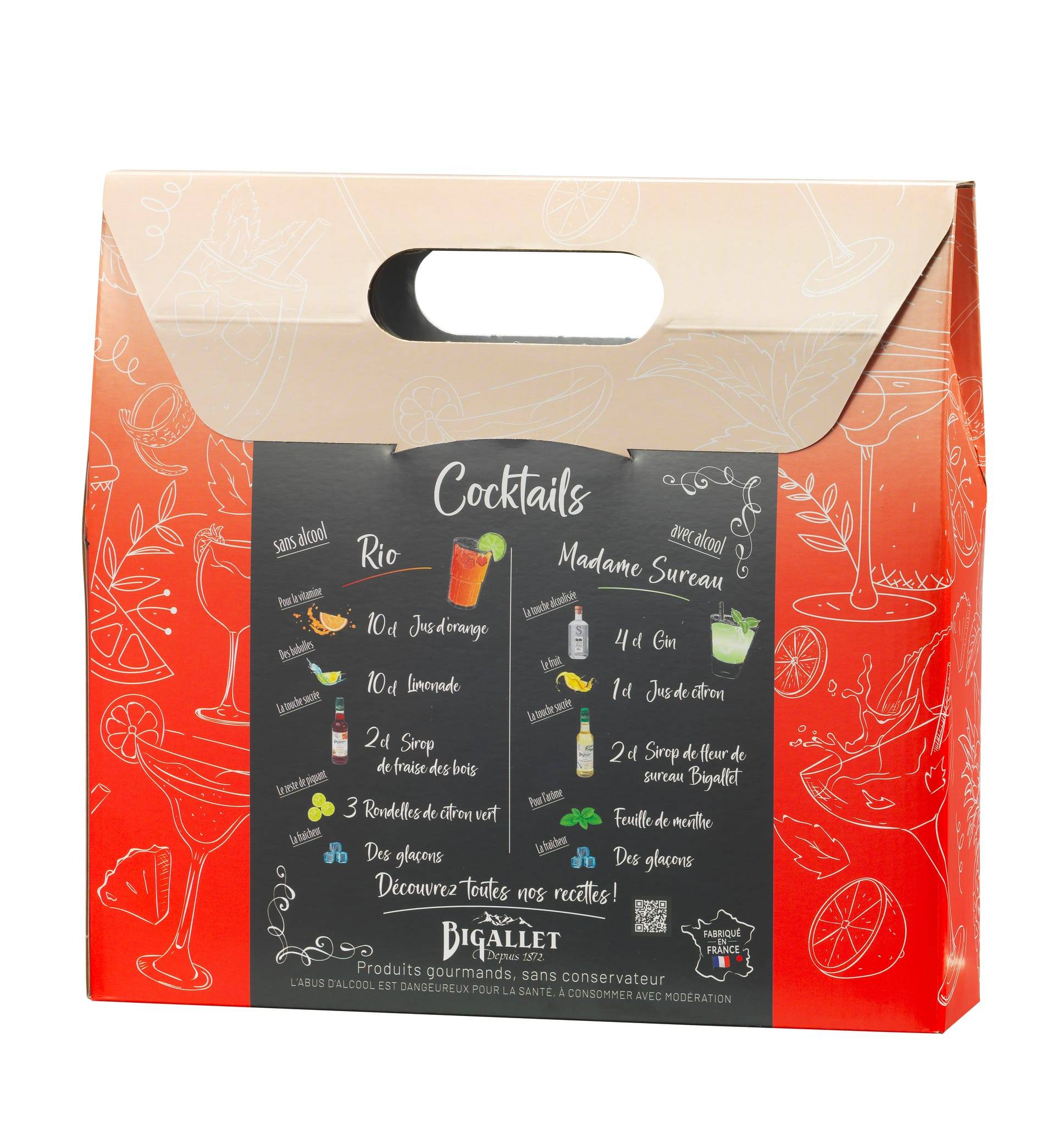 Bigallet - Coffret sirops fleur de sureau et fraise des bois 35 cl + 2 verres - Bigallet - Imagen 1