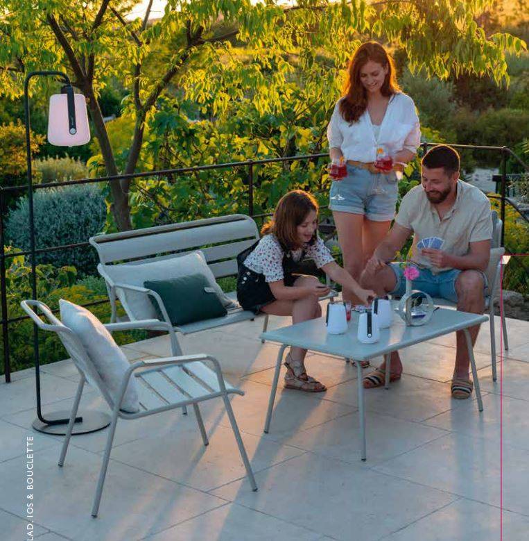 Fermob - Banquette de jardin acier gris lapilli 2 places Monceau Fermob - Image 2