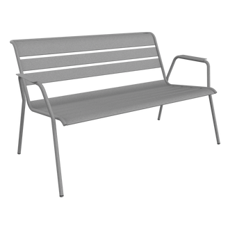 Fermob - Banquette de jardin acier gris lapilli 2 places Monceau Fermob