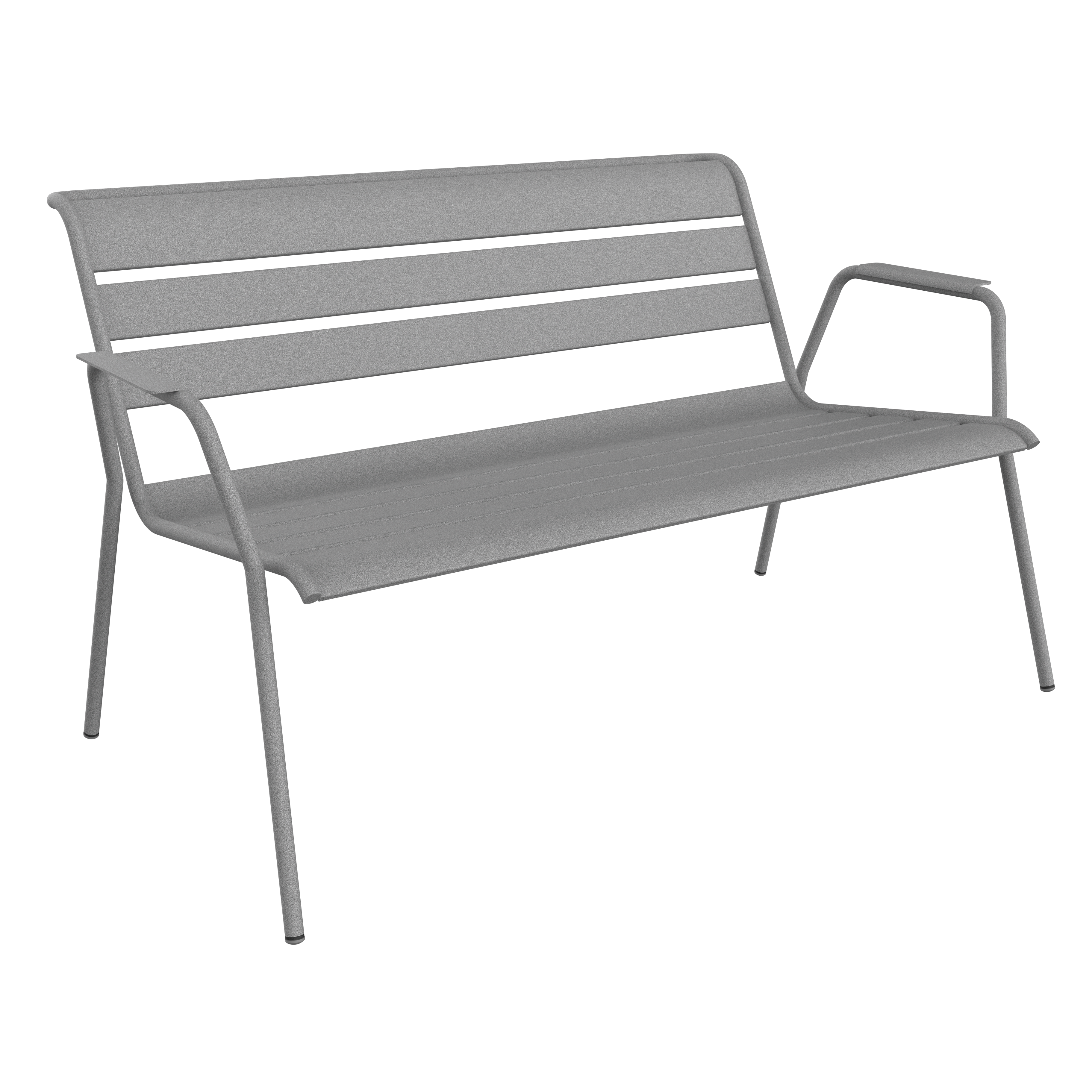 Fermob - Banquette de jardin acier gris lapilli 2 places Monceau Fermob - Image 1