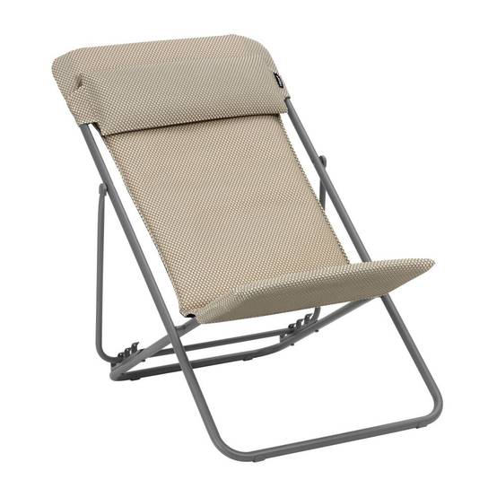Lafuma-Mobilier - Maxi Transat Plus de jardin acier Be Comfort moka Lafuma Mobilier - Image 1