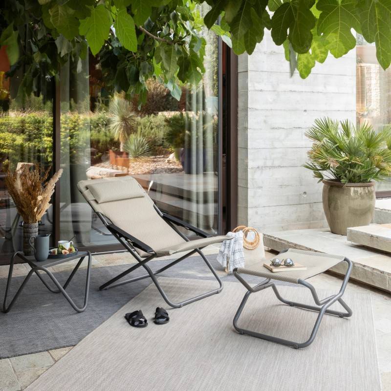 Lafuma-Mobilier - Transat de jardin acier moka Transabed Be Comfort Lafuma Mobilier - Image 1