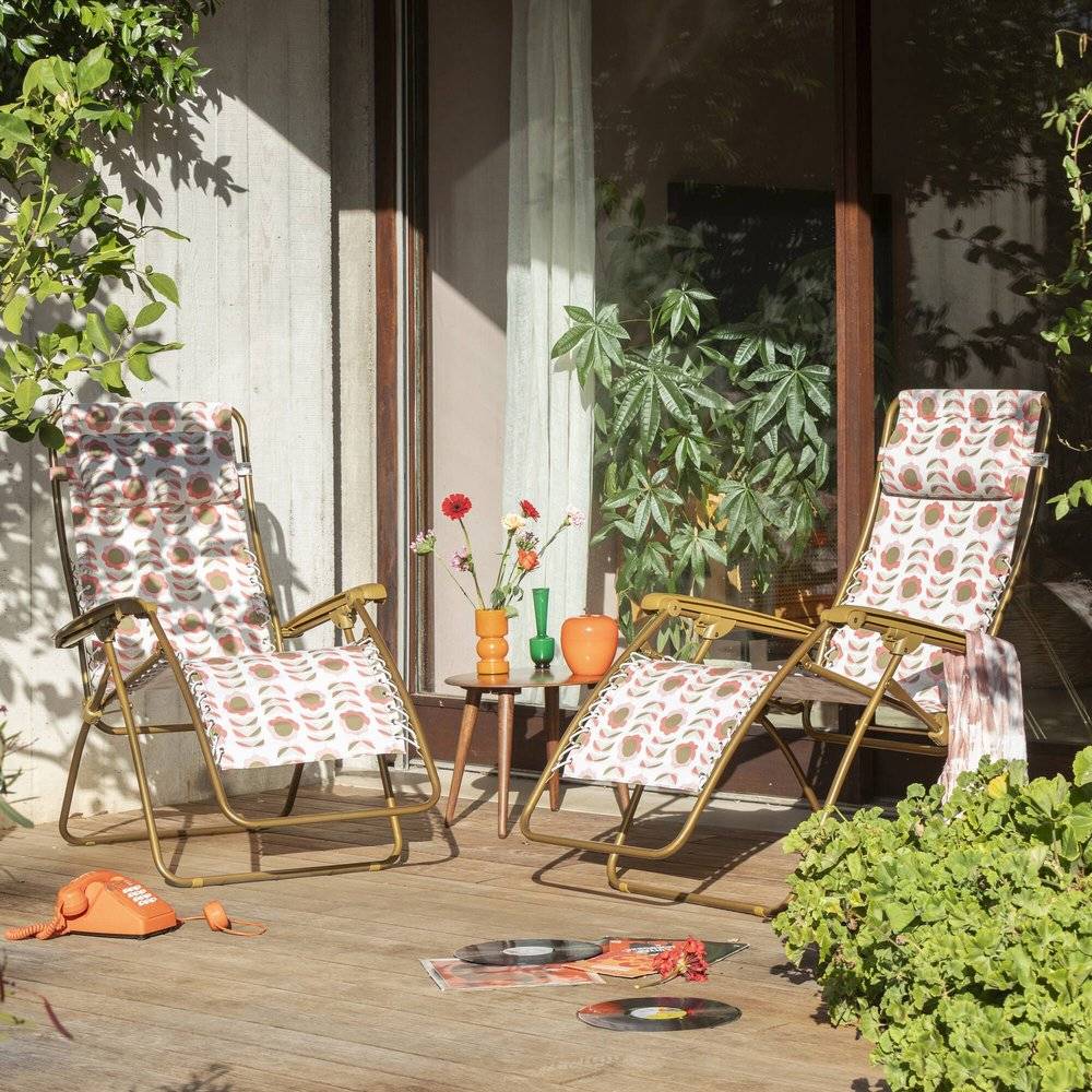 Lafuma-Mobilier - Fauteuil relax jardin Airlon orange retro Ø20 mm L.67 cm H.115 cm P.87 cm RSXA - Lafuma - Imagen 2