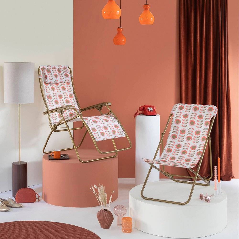 Lafuma-Mobilier - Fauteuil relax jardin Airlon orange retro Ø20 mm L.67 cm H.115 cm P.87 cm RSXA - Lafuma - Imagen 3