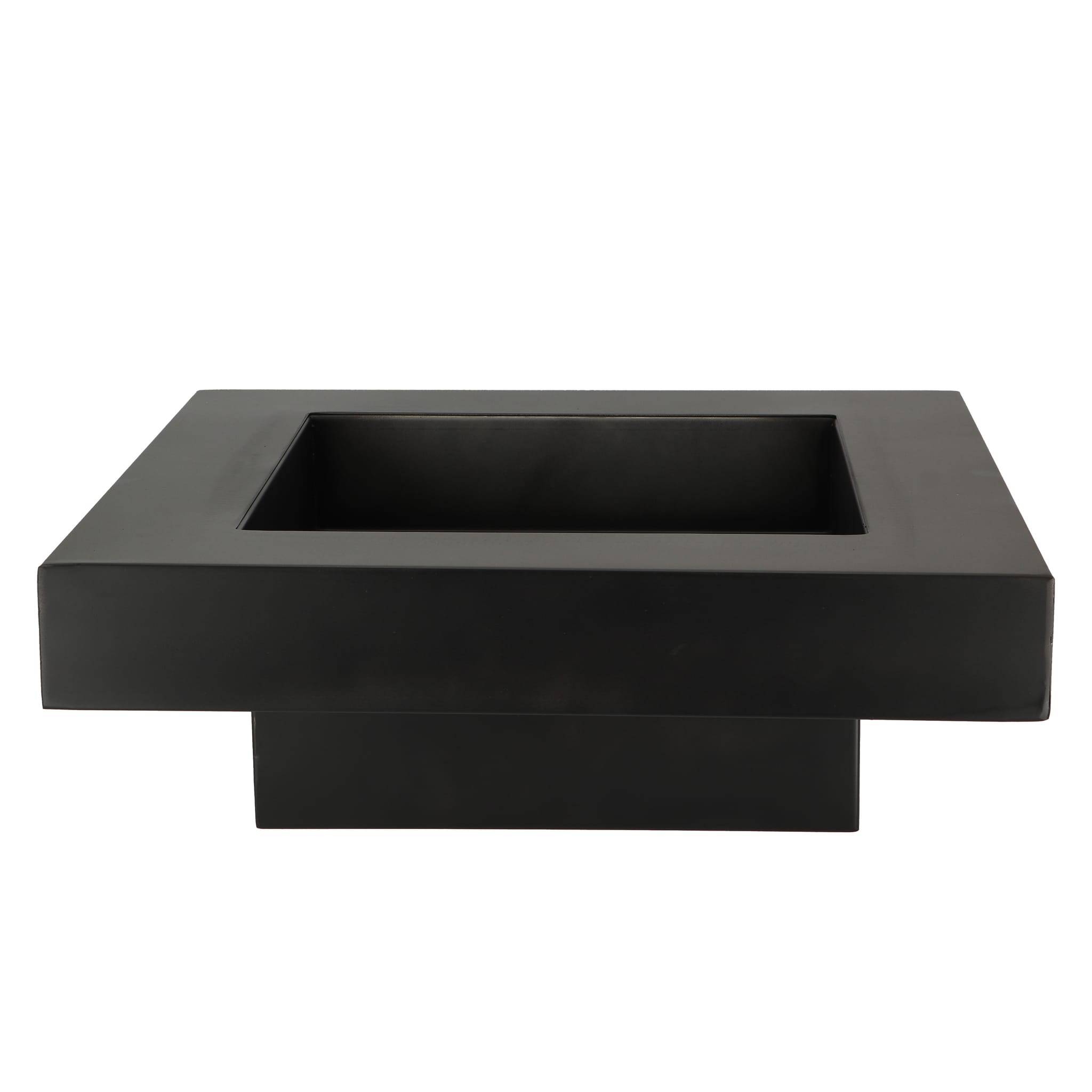 Esschert Design - Brasero a leña cuadrado de acero negro - L.57 x l.57 x H.19.2 cm