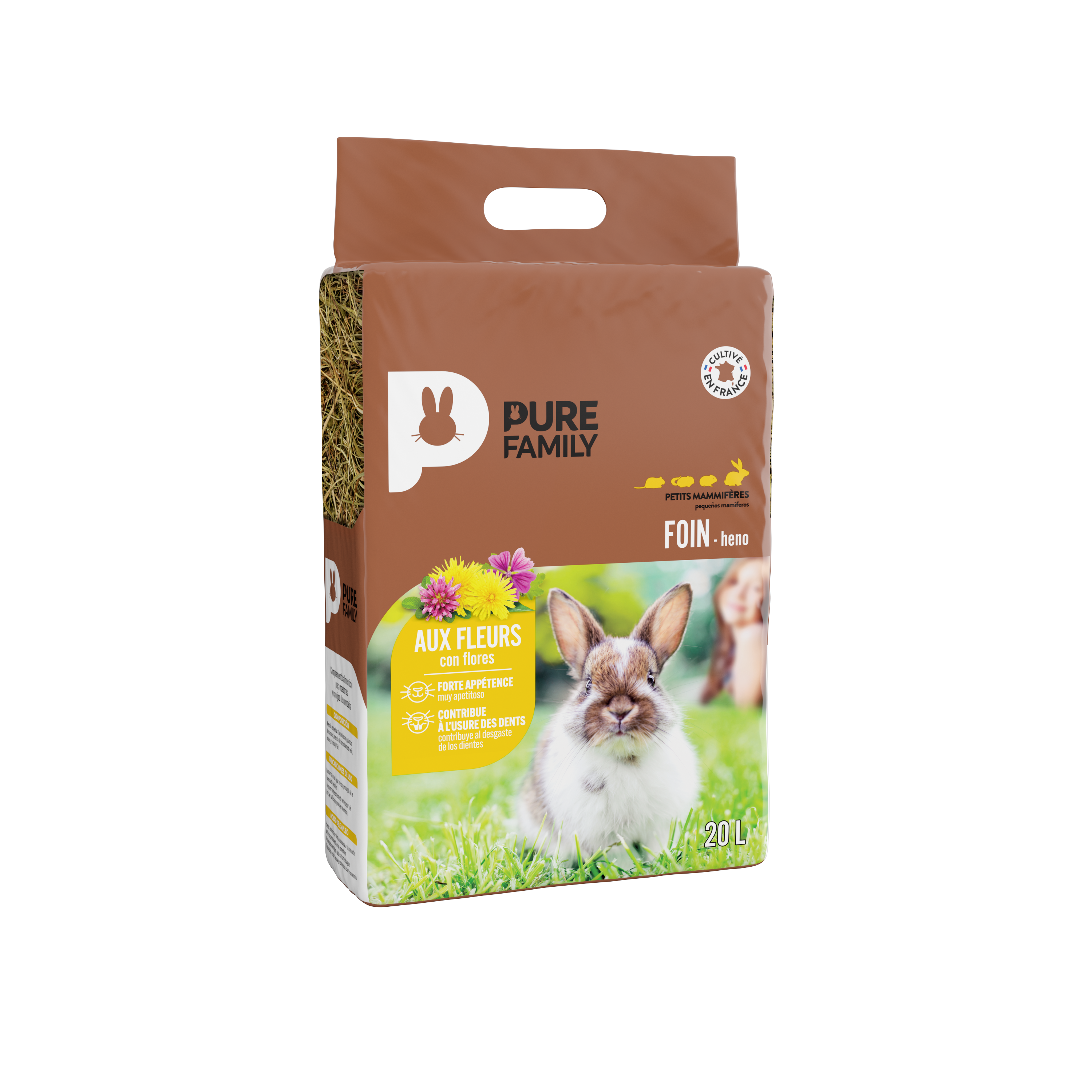 Pure Family - Heno para roedores con flores 20 L - Pure Family - Imagen 1