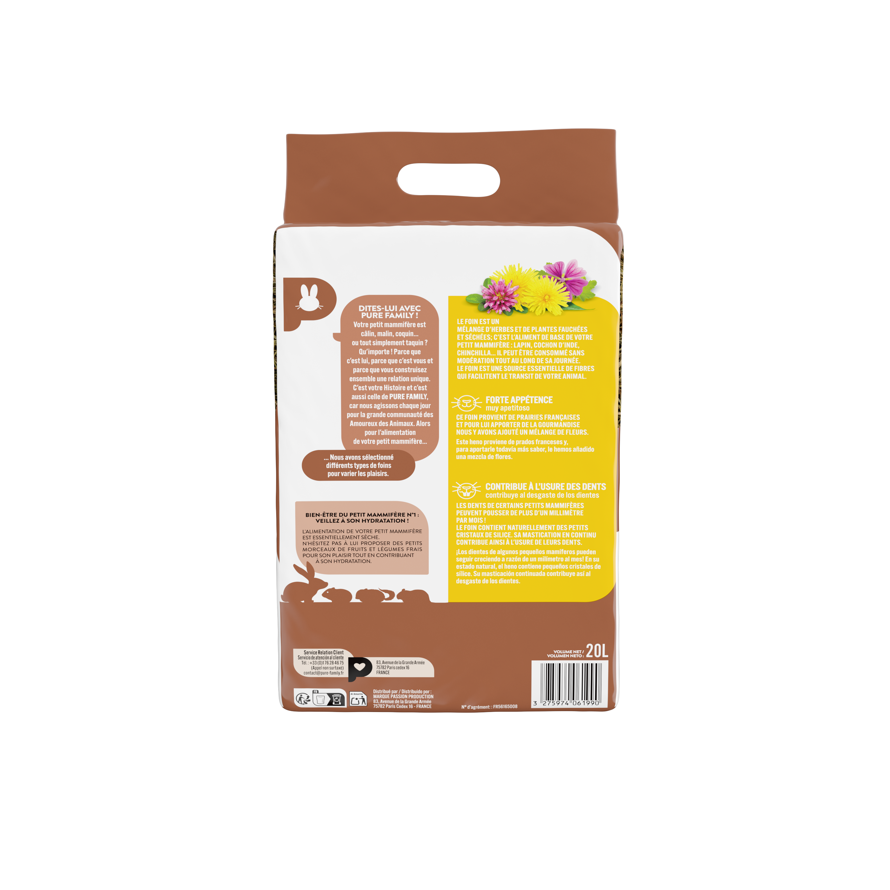 Pure Family - Heno para roedores con flores 20 L - Pure Family - Imagen 3