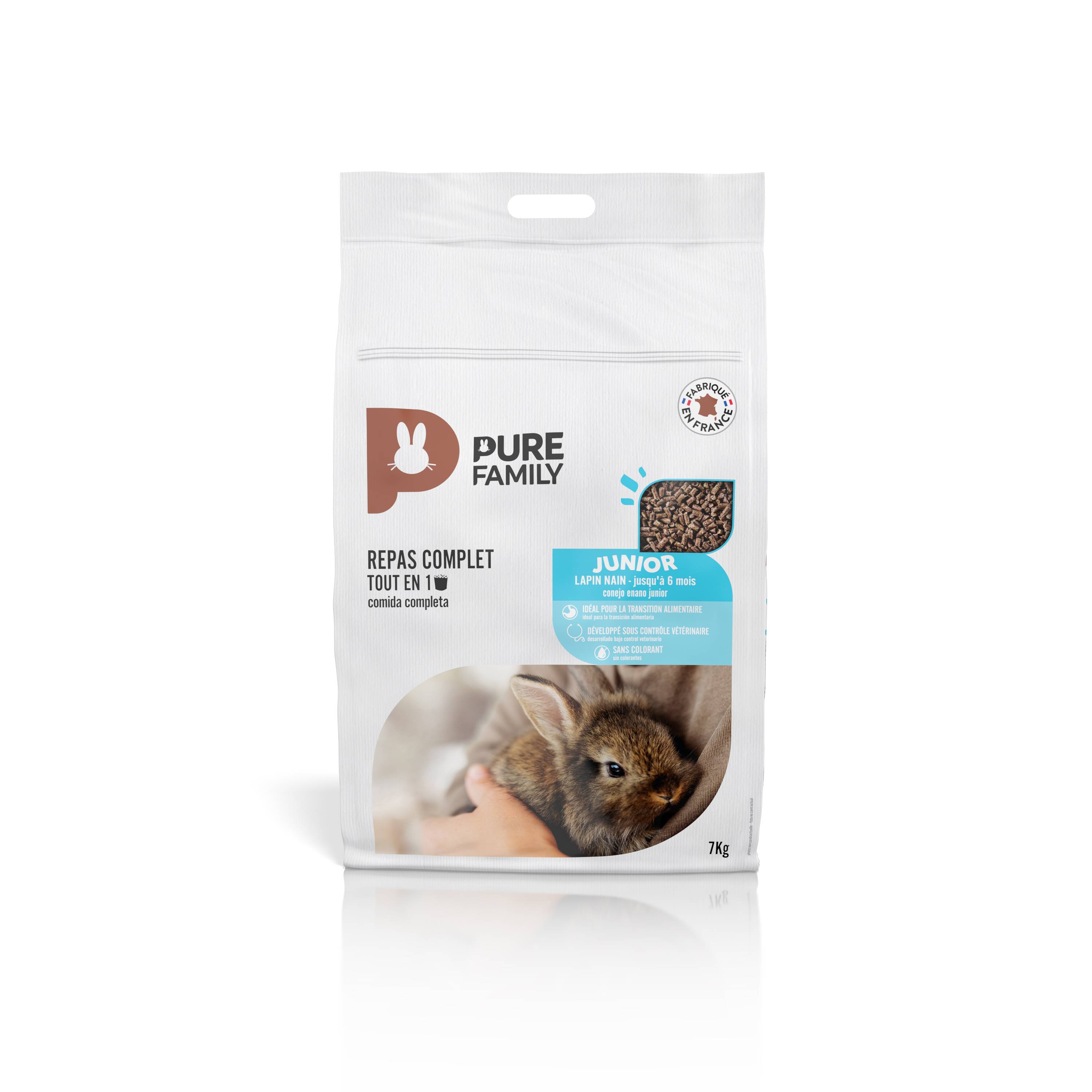 Pure Family - Aliment complet Lapin Nain Junior jusqu'à 6 mois 7 kg - PURE FAMILY - Image 3