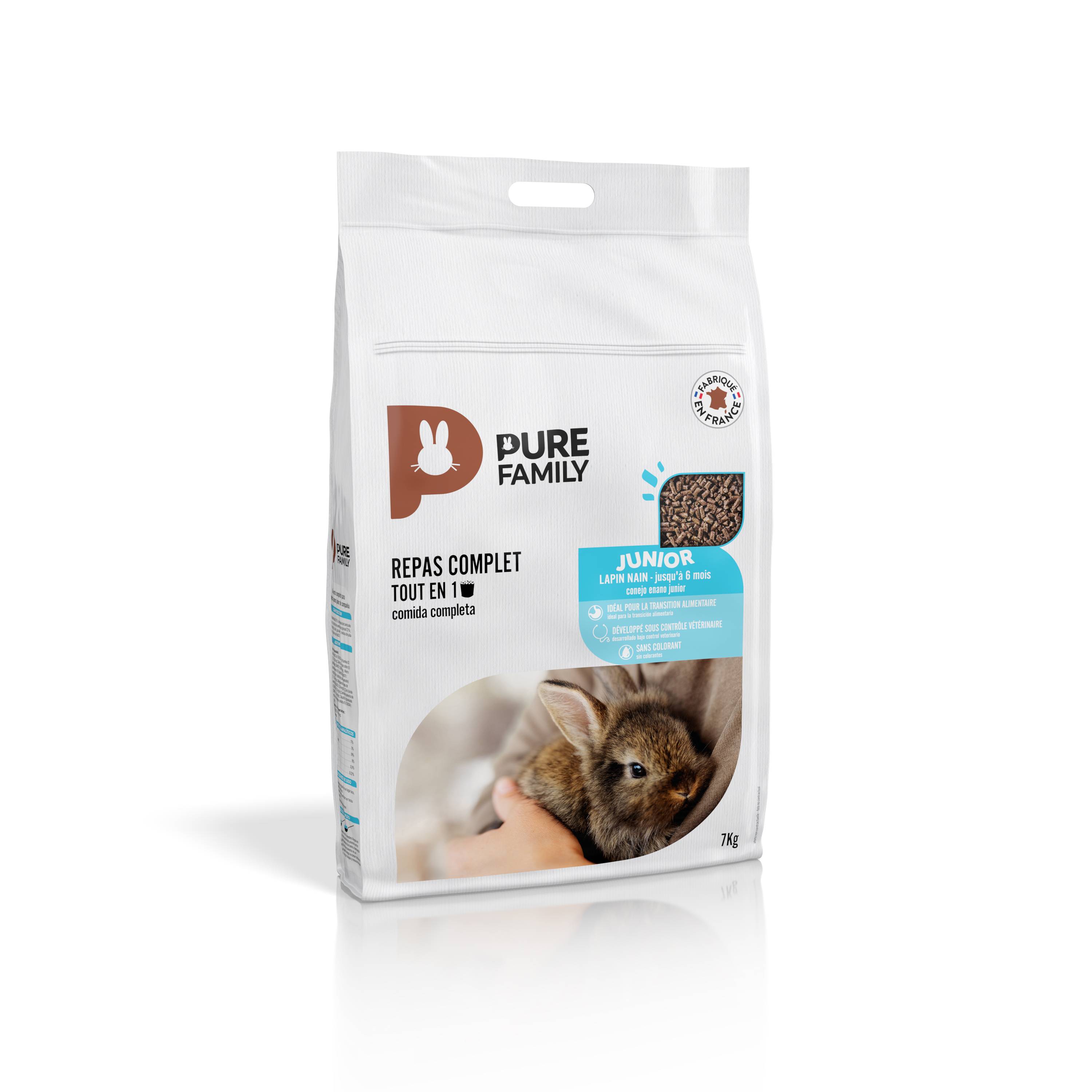 Pure Family - Aliment complet Lapin Nain Junior jusqu'à 6 mois 7 kg - PURE FAMILY - Image 1