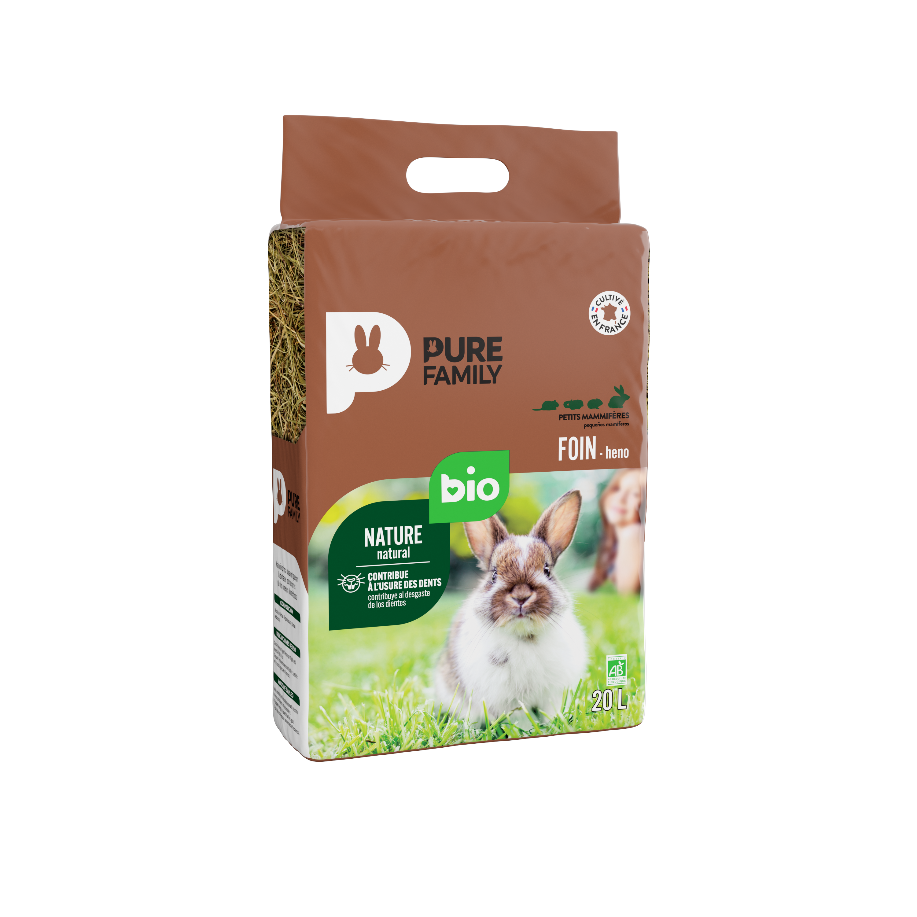 Pure Family - Foin bio pour rongeurs 20 L - Pure Family