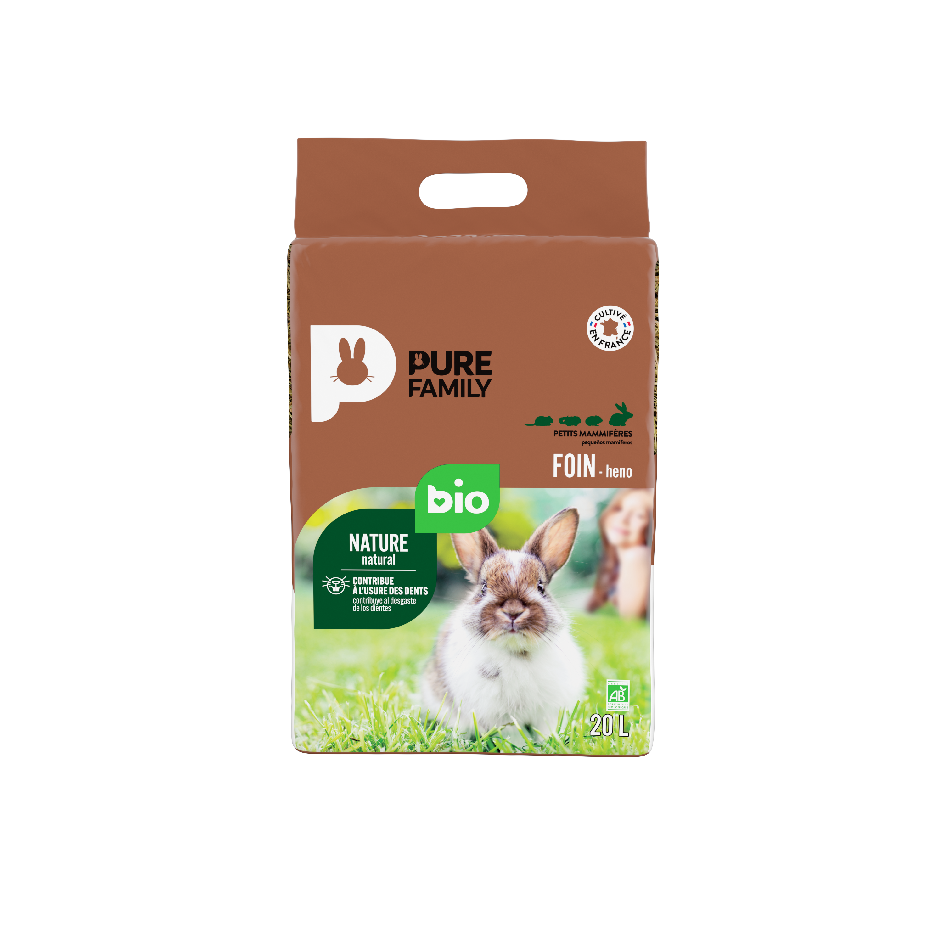 Pure Family - Heno orgánico para roedores 20 L - Pure Family - Imagen 2
