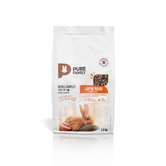 Pure Family - Aliment Complet Granulés Haute Densité Lapin Nain Usure Des Dents 1,5 Kg - PURE FAMILY - Image 3