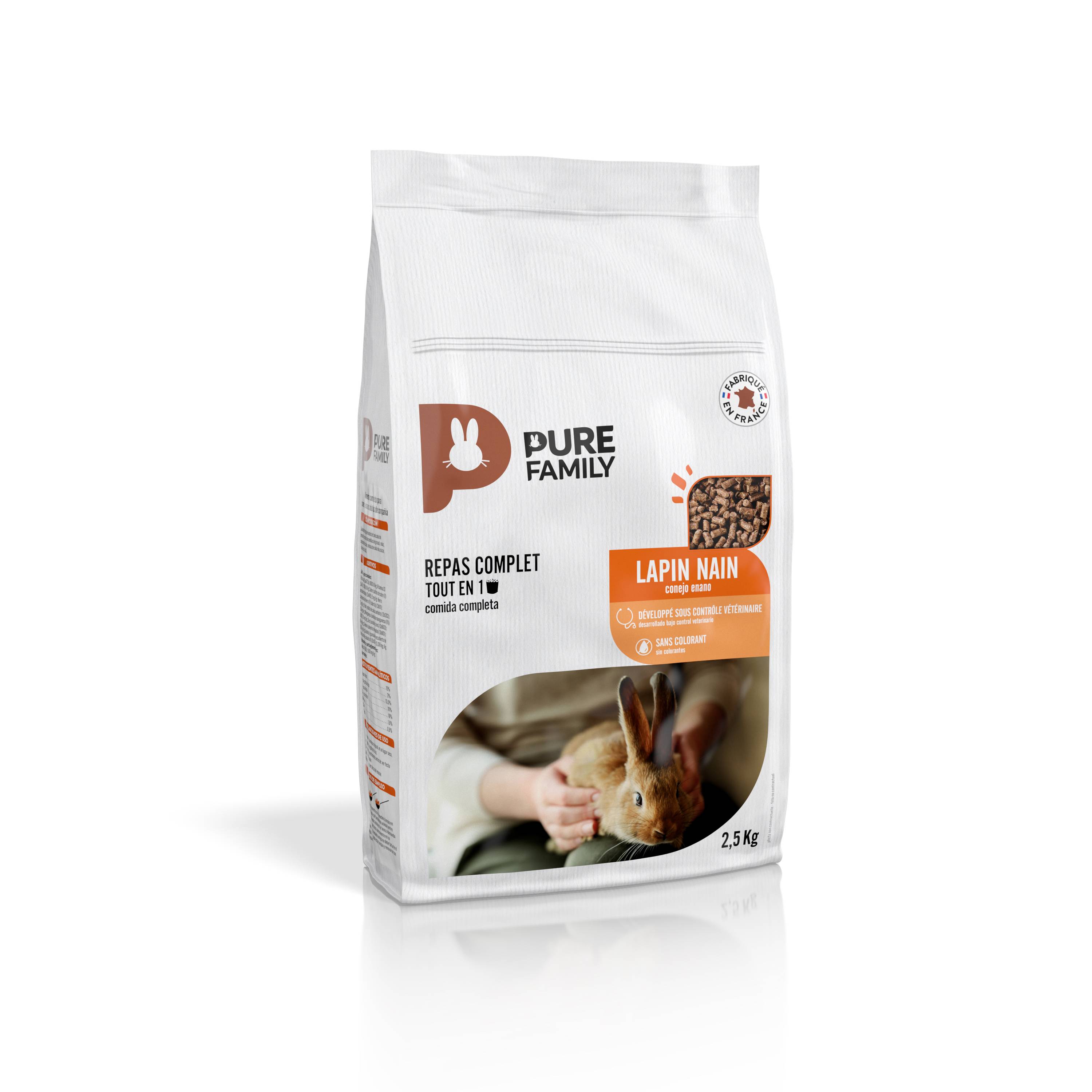 Pure Family - Repas Complet Tout En Un Lapin Nain 2,5 Kg - PURE FAMILY - Imagen 1