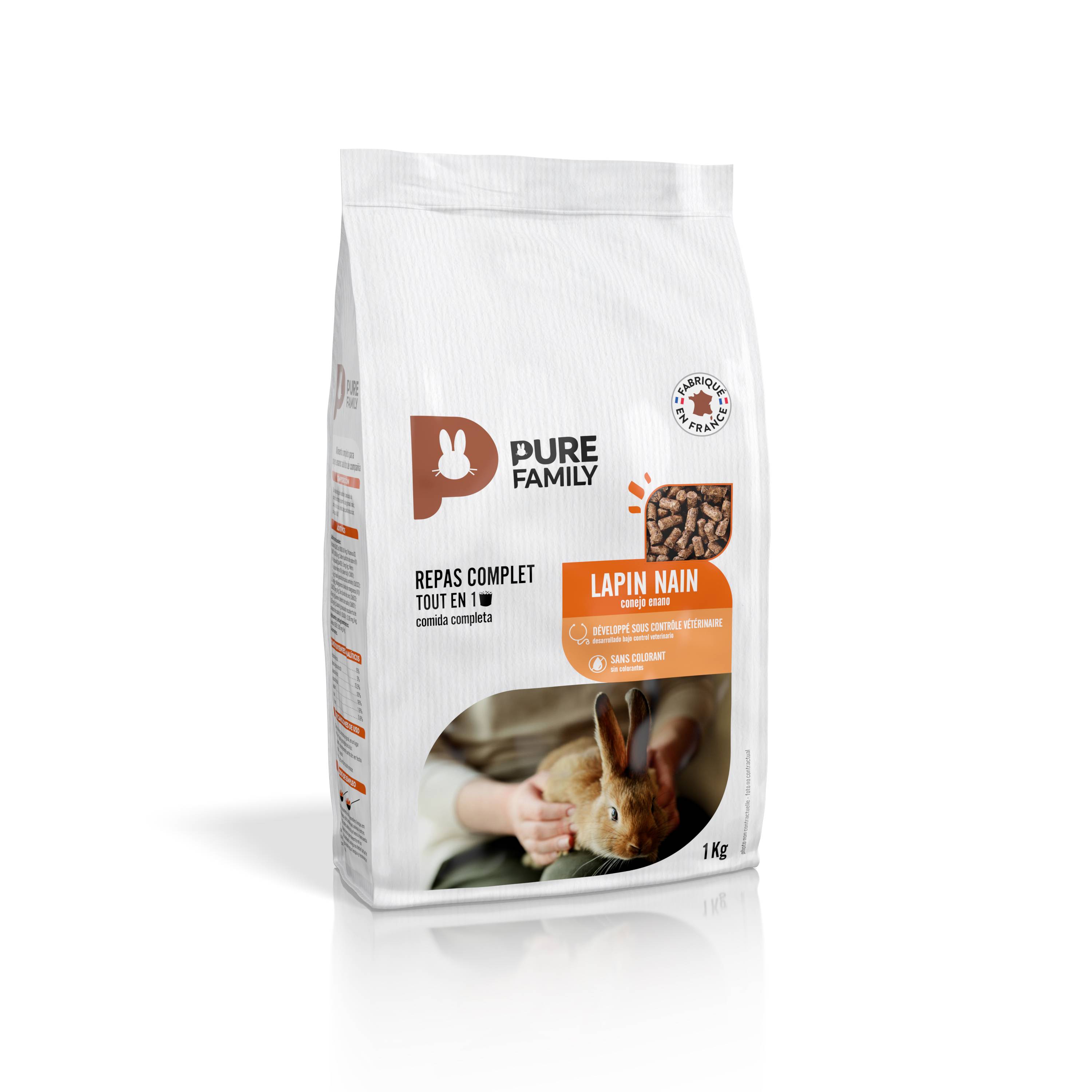 Pure Family - Aliment complet lapin nain 1 kg - Pure Family - Image 1