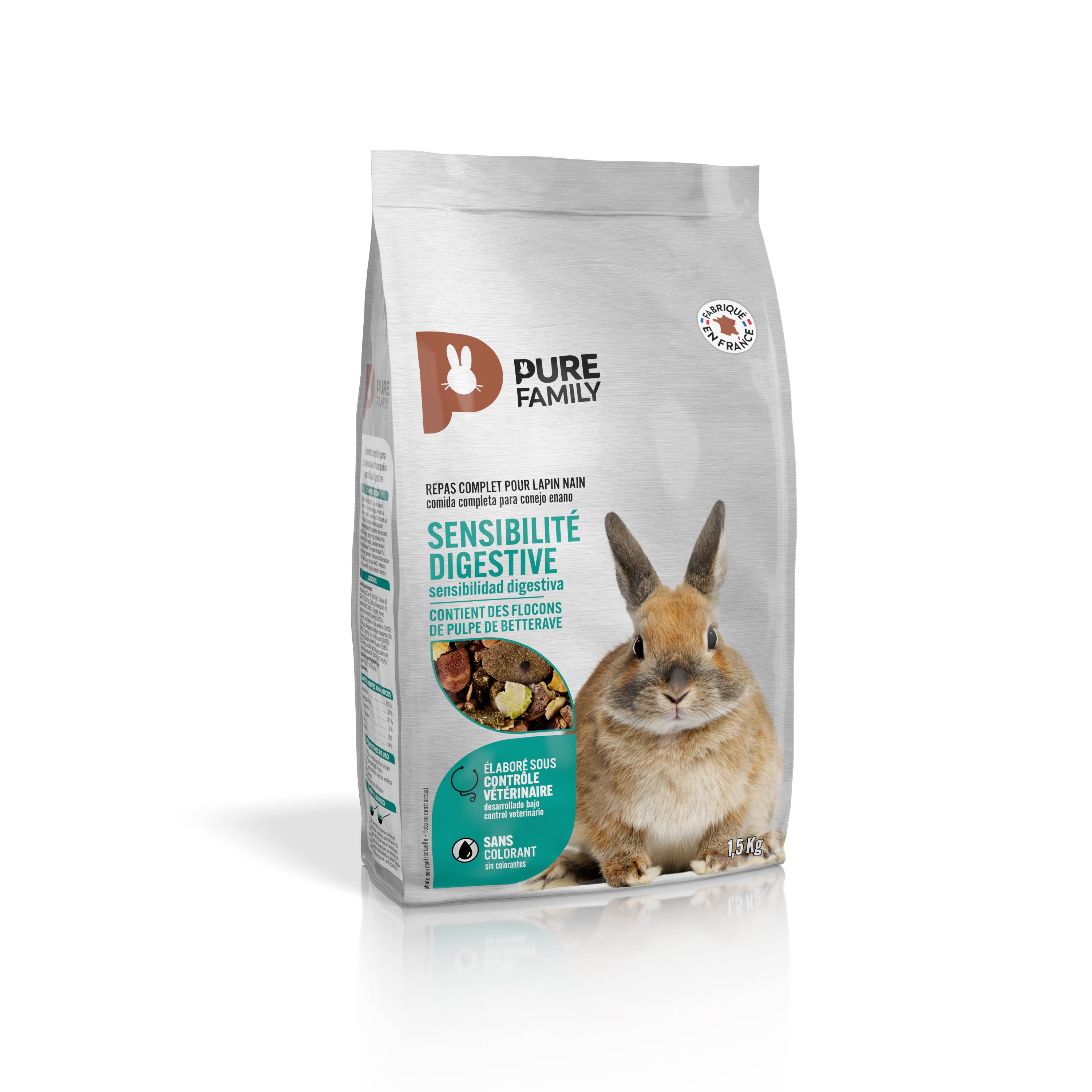 Pure Family - Mélange complet lapin nain sensibilité digestive 1,5 kg - Pure Family - Image 4