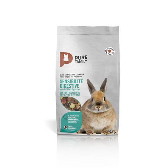 Pure Family - Mélange complet lapin nain sensibilité digestive 1,5 kg - Pure Family - Image 1
