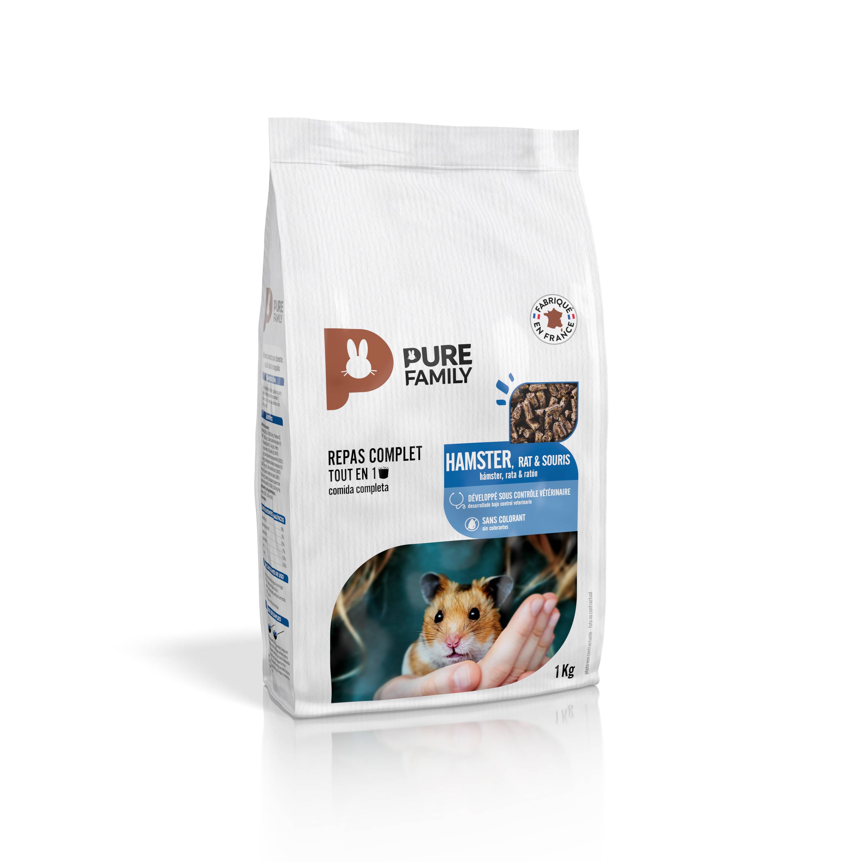 Pure Family - Repas Complet Tout en Un Hamster Rat & Souris 1 Kg - PURE FAMILY - Imagen 3