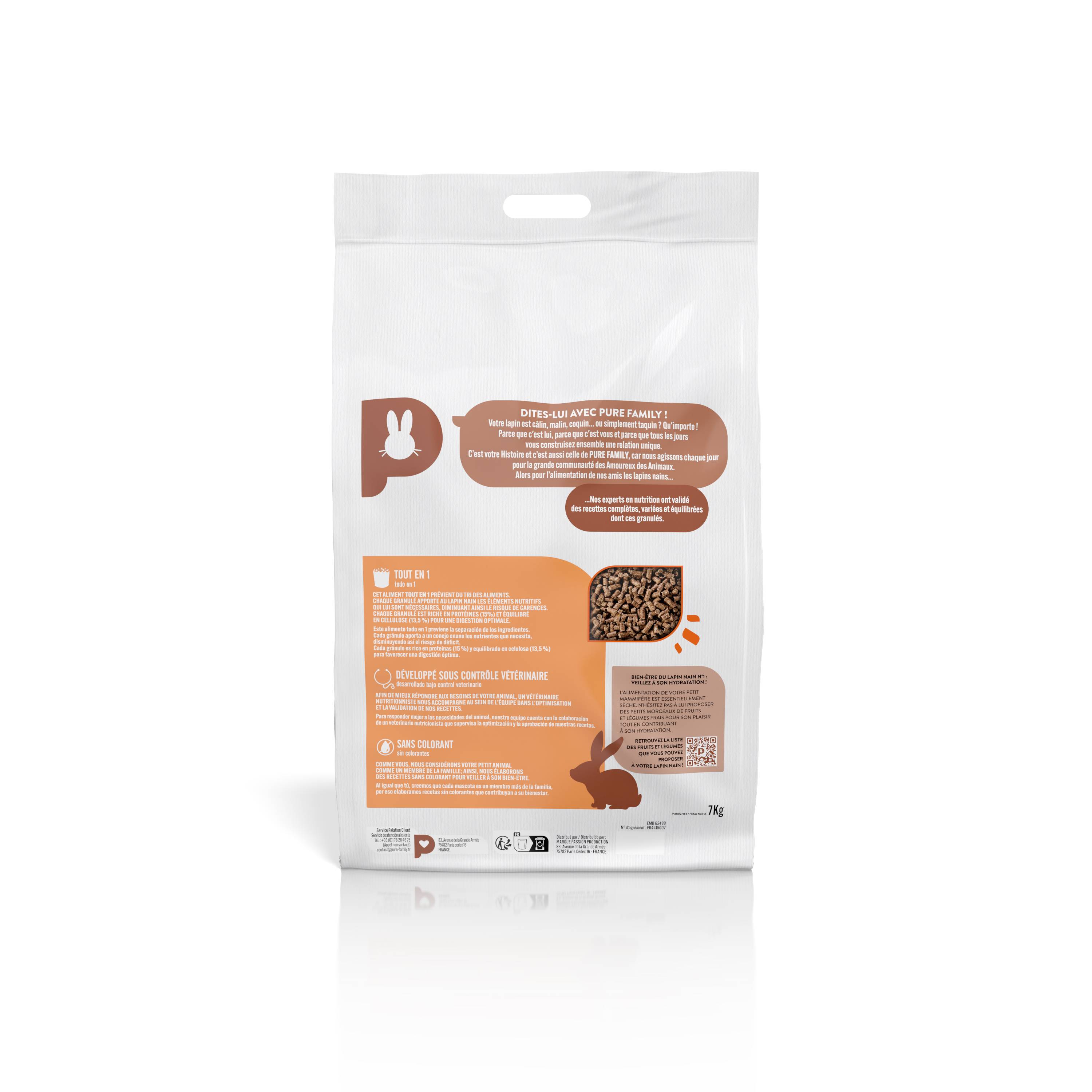 Pure Family - Repas complet lapin nain 7 kg - Pure Family - Imagen 3