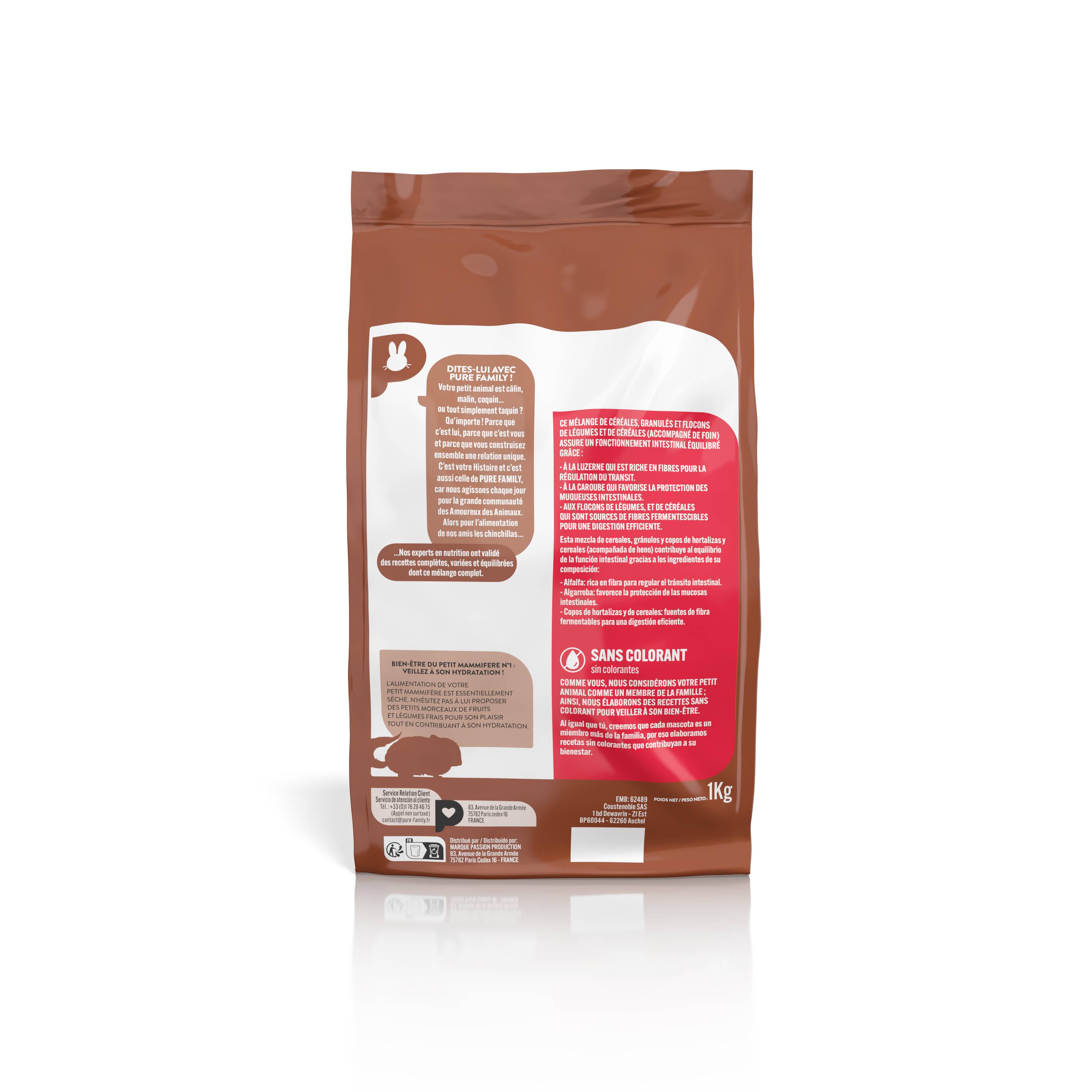 Pure Family - Mélange complet Chinchilla 1 kg - Pure Family - Imagen 2
