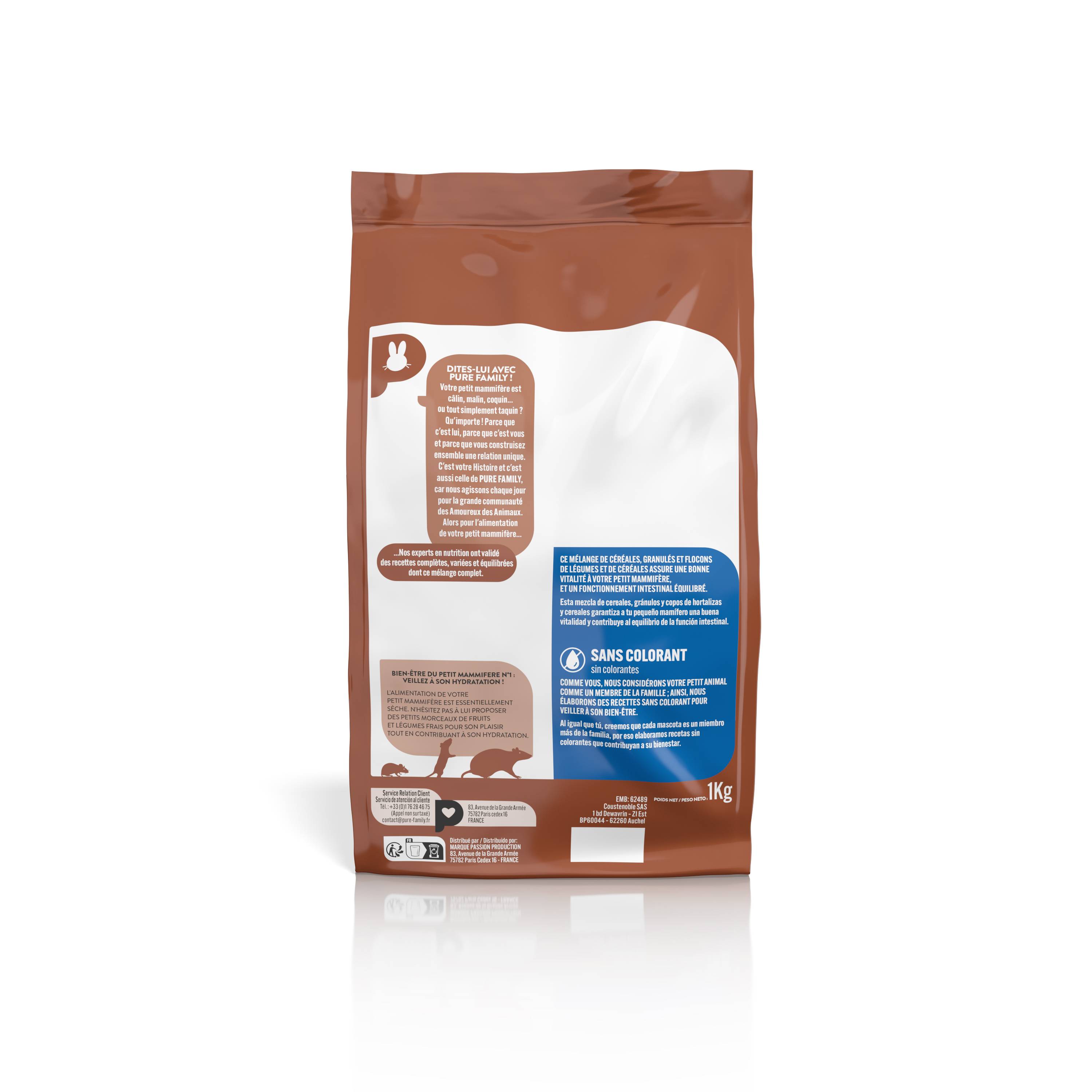 Pure Family - Aliment complet granulés flocons Hamster Rat Souris 1 kg - PURE FAMILY - Image 2