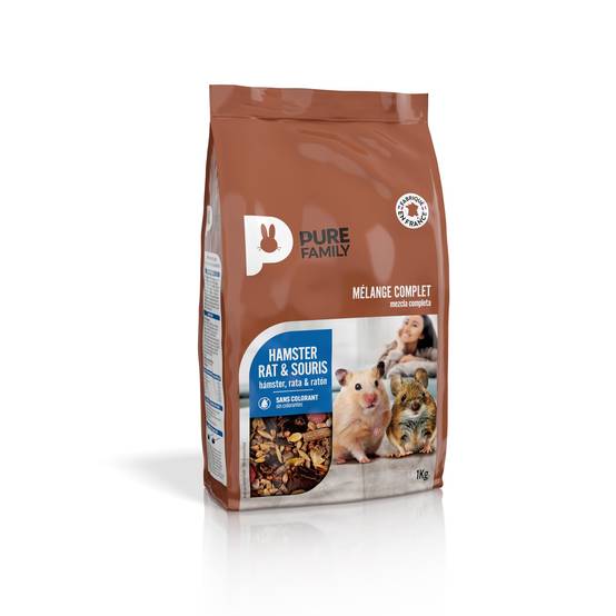 Pure Family - Aliment complet granulés flocons Hamster Rat Souris 1 kg - PURE FAMILY - Image 1